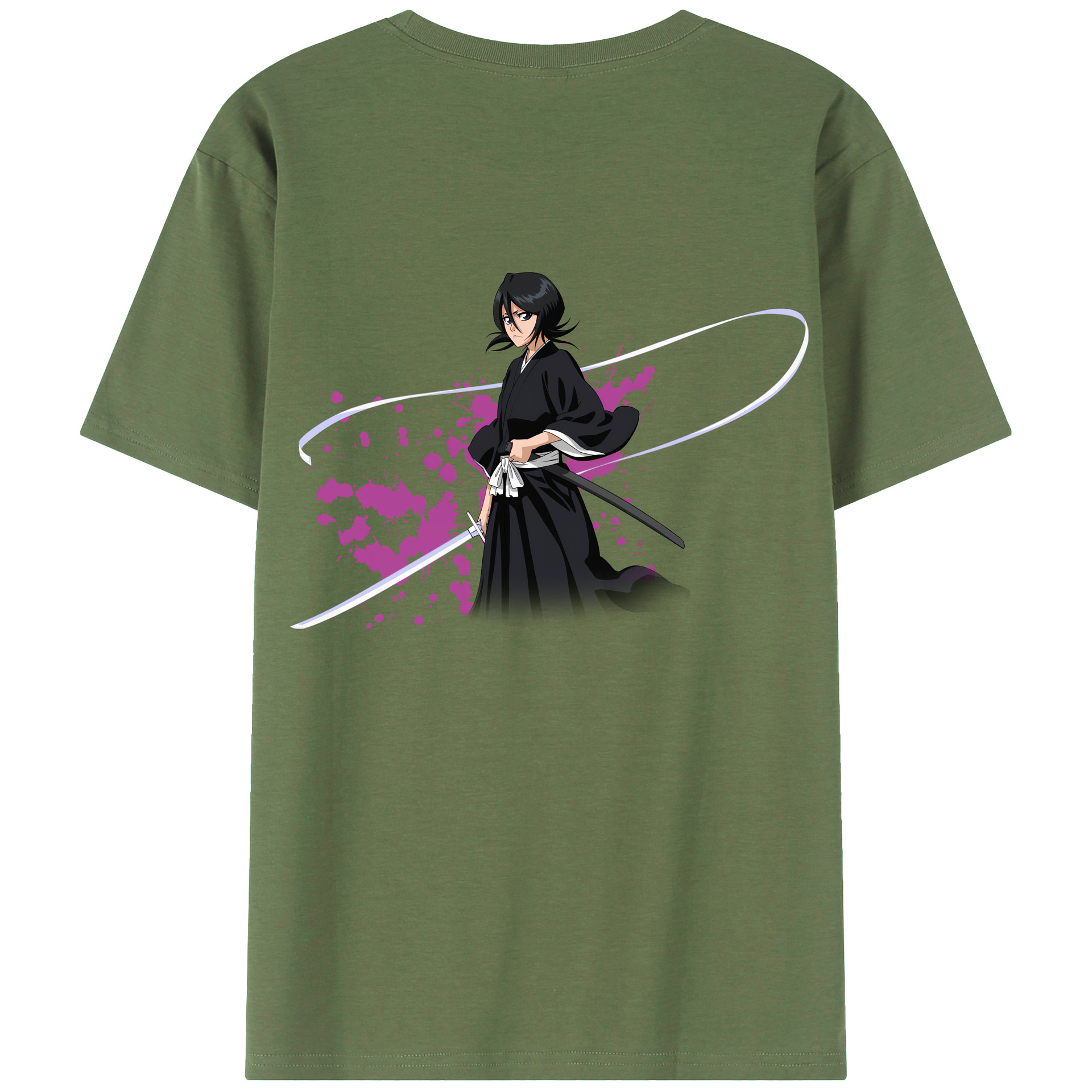 （画像用） ブリーチ 朽木ルキア BLEACH Kuchiki Rukia 綿100％ メンズ半袖Tシャツ（バックプリント） 通気性